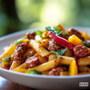 Penne Rigate aux Poivrons et au Chorizo