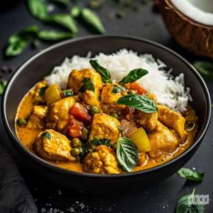 Poulet au Curry et Noix de Coco