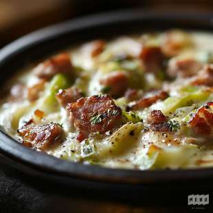 Potée de Chou Vert à la Saucisse et à la Fondue d'Oignons