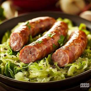 Saucisses de Porc au Chou Vert