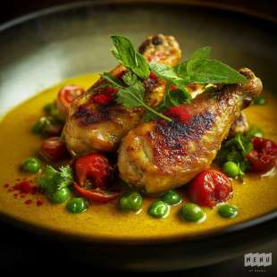 Poulet Malaisien Pimenté au Lait de Coco et Petits Pois