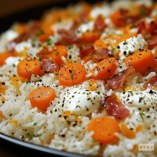 Riz, Lardons et Carottes Cuites