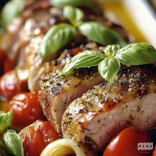 Rôti de Porc au Basilic et aux Tomates