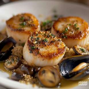 Saint-Jacques aux Champignons et aux Moules