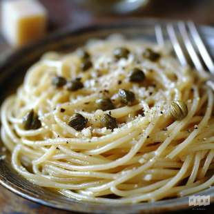 Spaghetti aux Câpres et au Poivre Vert