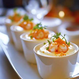 Petites Mousses de Chou-Fleur, Sauce Crevettes