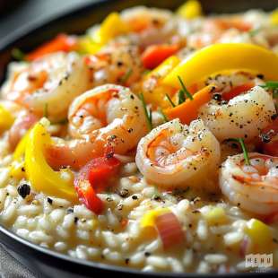 Risotto aux Crevettes et Poivrons