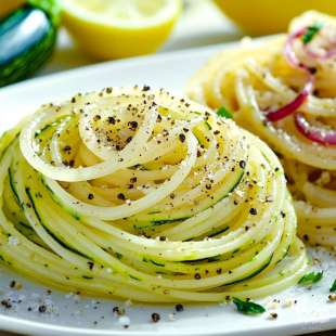 Pâtes aux deux Courgettes : Crue et Cuite
