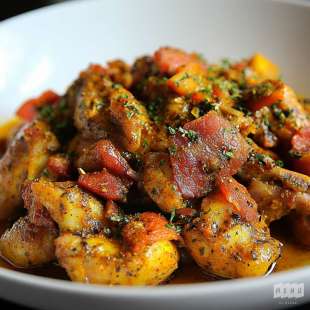 Sauté de Lapin aux Lardons et Curry