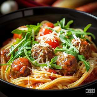 Spaghetti à la Sauce Tomate et Boulettes de Viande Maison