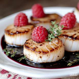 Noix de Saint-Jacques aux Framboises et Vinaigre Balsamique