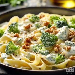 Tagliatelles Fraîches aux Noix, Roquefort et Brocolis
