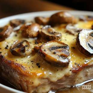 Rôti de Porc aux Champignons Gratiné