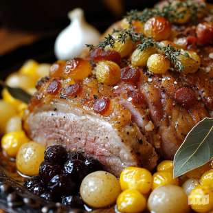 Rôti de Porc aux Raisins et au Vin Blanc