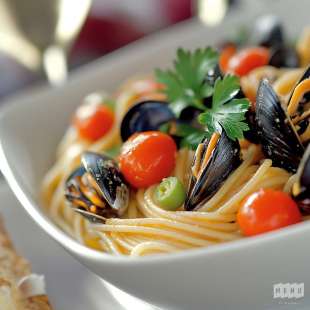 Spaghetti aux Moules et au Piment