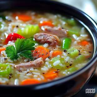 Soupe de Riz aux Légumes et à l'Agneau 