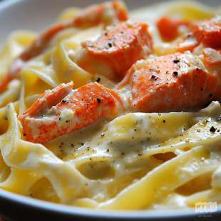Tagliatelles au Saumon et Homard Sauce Gorgonzola