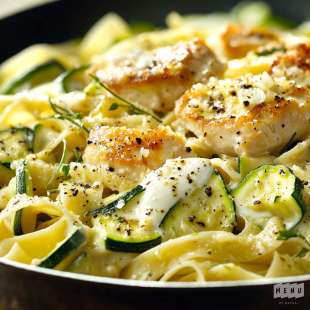 Tagliatelles aux Courgettes, Poulet et Estragon