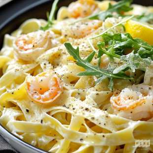 Tagliatelles aux Scampis, Citron et Roquette