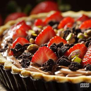 Tarte au Chocolat, à la Pâte d'Oreo et Fraises