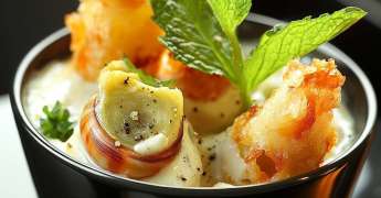 Tempuras d'Escargots à la Menthe et Crème d'Artichaud