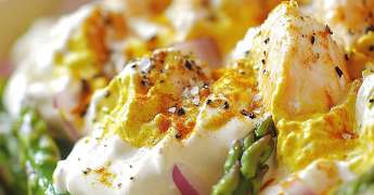 Salade d'Asperges au Haddock et Chantilly au Curcuma