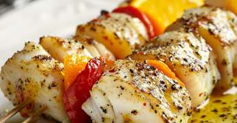 Brochette de Cabillaud, Orange et Poivron