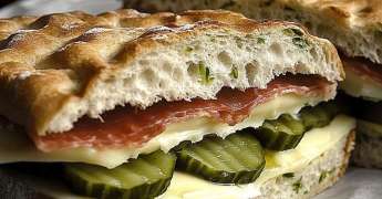 Sandwich Pain Polaire au Fromage à Raclette et Cornichons