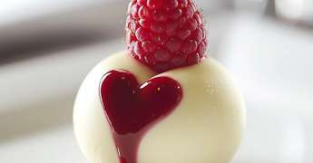 Sphère de Chocolat Blanc, Coeur Coulant Framboise