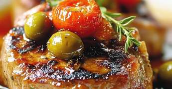 Côte de Cochon à la Tomate et Olives