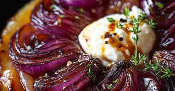 Tatin d'Oignons Rouges, Citron Brûlé et Burrata
