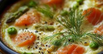 Clafoutis au Saumon et Petites Asperges