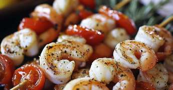 Brochettes de Crevettes Marinées à l'Ail