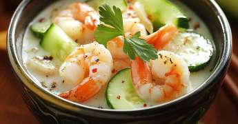 Crevettes au Lait de Coco et au Concombre