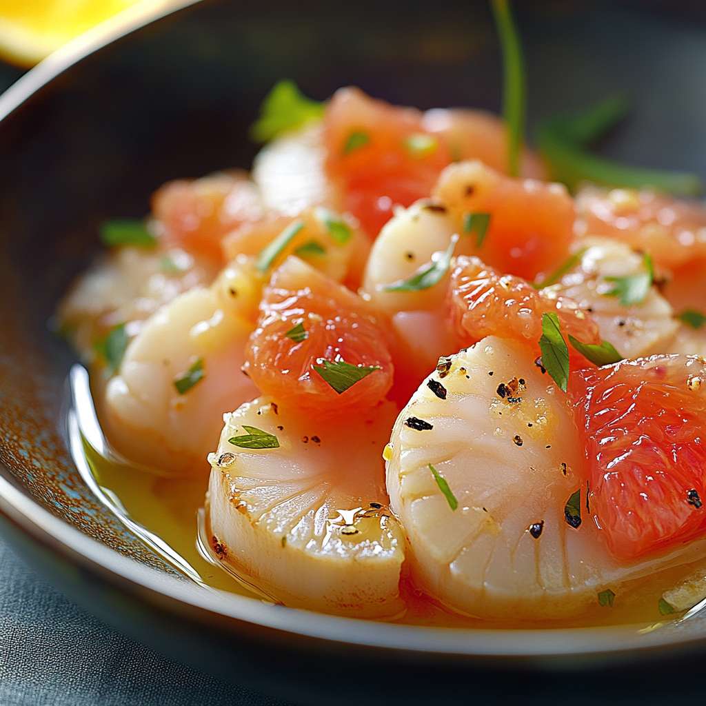 Carpaccio de Saint-Jacques et Pamplemousse